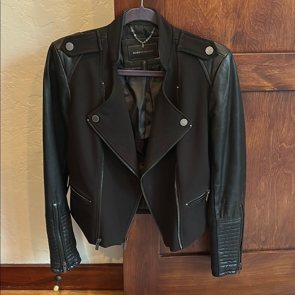 BCBGMaxAzria Black Leather Moto Jacket
